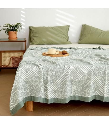 Summer Bamboo Cooling Blanket for Hot Sleepers, All-Season Throw Blanket Breathable Soft Thinnight Cool Blanket for Bed, Sofa, Car, Travel Turquoise Green 150X200 Cm — view 4