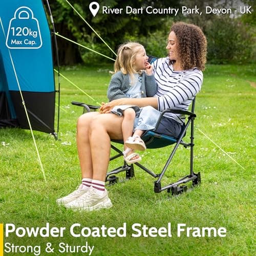 Trail Rock Folding Rocking Camping Chair, Teal — view 5