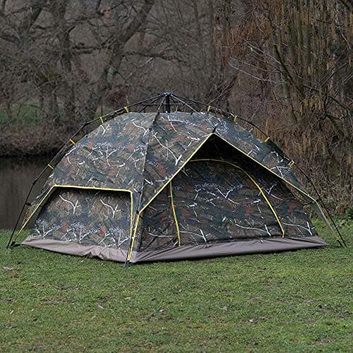2-3 Man Person Easy to Set Up Automatic Water Resistant Pop Up Tent Double Layer Camping Fishing Shelter & Compact Travel Carry Bag (Camo) — view 2