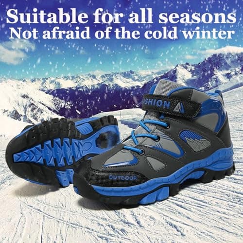 Unitysow Boys Trekking & Hiking Footwear Kids Walking Boots Waterproof Trainers Running Shoes Outdoor Camping Climbing Shoes Junior Sneakers,Blue,2 UK — view 5