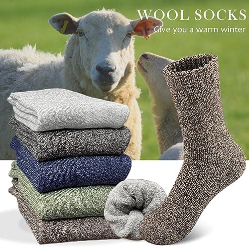 Hocerlu 5 Pairs Thermal Socks for Women and Men, Thick Winter Wool Warm Socks Cosy Boot Socks for Unisex, Size UK 4-8 — view 5