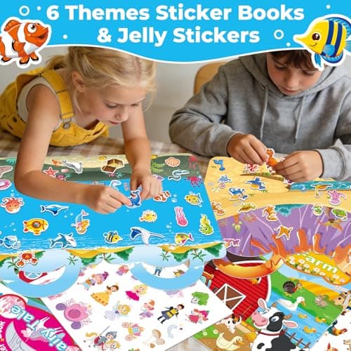 Kalysky 6 Pack Reusable Jelly Sticker Books for Toddlers 2-6 Girls Boys — view 2