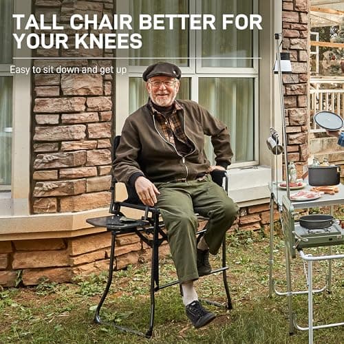 EVER ADVANCED 76CM Seat Height Tall Folding Camping Directors Chair — view 3