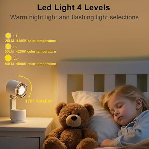 UN UNITEDTIME Portable fan- Battery Operated Fan - 100 Speeds- LED Lighting- Table fans for Outdoor, Camping, Tent, Travel, Bedroom, Cruise RV (White) — view 5