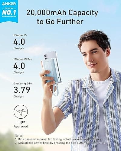 Anker Zolo Power Bank, 20,000mAh 30W Portable Charger with Built-in USB-C — view 2