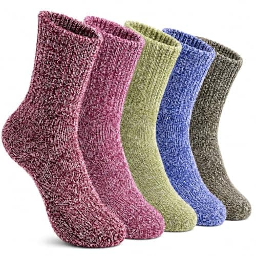NWDEY 5 Pairs Thermal Socks for Women, Wool Warm Knitting Ladies Socks
