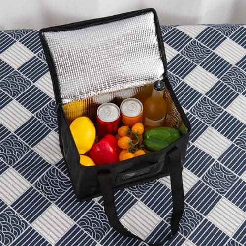 suzmei 40L Insulated Thermal Food Delivery Bag for Hot & Cold Meals, Large Foldable Cooler with Insulation for Picnic, Camping, Lunch & Outdoor Use (Black) — view 6