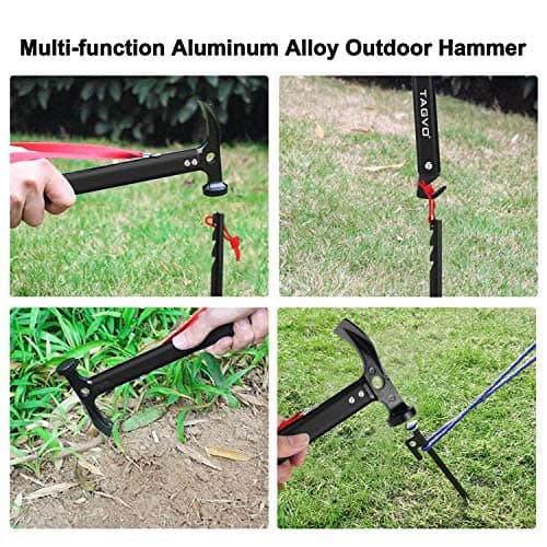 TAGVO Camping Hammer with Tent Pegs & Multifuctional Tent Stakes Removers, Multifunction Outdoor Camping Mallet Aluminum Tent Hammer with Storage Bag — view 4