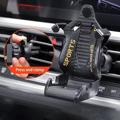 MAGSYNIX Racing Seat with Safety Belt Car Phone Holder Air Vent Mount – 360° Adjustable Cradle, Universal Fit for most phones, New Auto Accessories (Red) — view 4