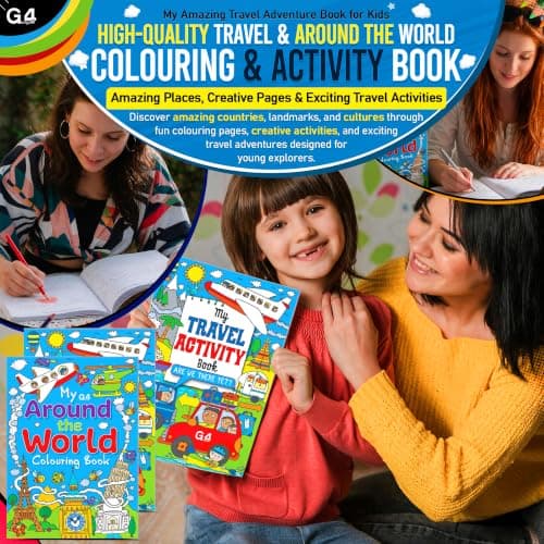 G4GADGET Activity Books Pack of 2 | My Travel Activity Book & My Around The World Activity Book | Educational Travel Games, Puzzles & Learning Activities | Screen-Free Fun — view 6