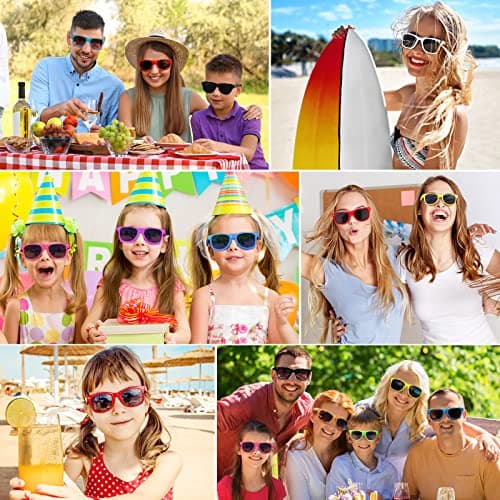 Morcheiong 12 Pack Neon Colors Sunglasses，Sunglasses Party Favors Goody Bag Fillers Fun Gift for Birthday Party Beach Pool Party — view 5