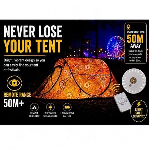 GLOW UP BUNDLE OFFER. 2 PERSON POP UP FESTIVAL TENT, WITH FESTII FINDER LED REMOTE CONTROL CAMPING LIGHT. — view 2