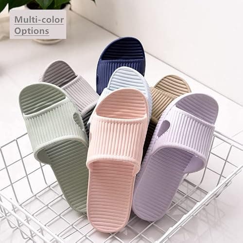 JoWebb Unisex Slippers for Women/Men, Light Weight Flat Slide Sandals Shower Sandals Flip Flops for Indoor Garden Bathroom Poolside Black — view 5