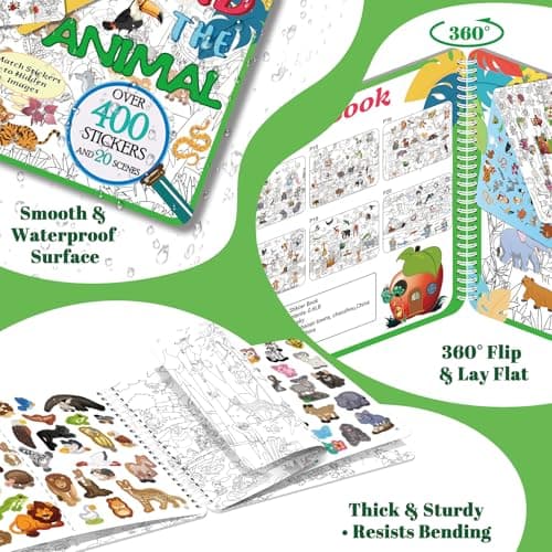 Kalysky Search and Find Sticker Book, 450+ Animals Stickers for Children — view 6