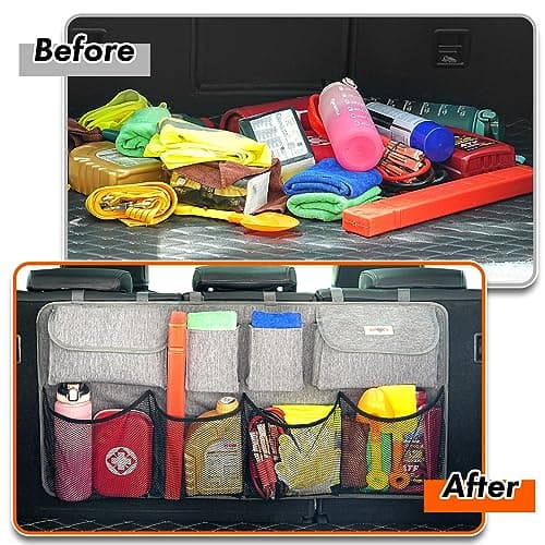 SURDOCA Car Boot Organiser Hanging, Car Interior Accessories, Gray XL — view 3