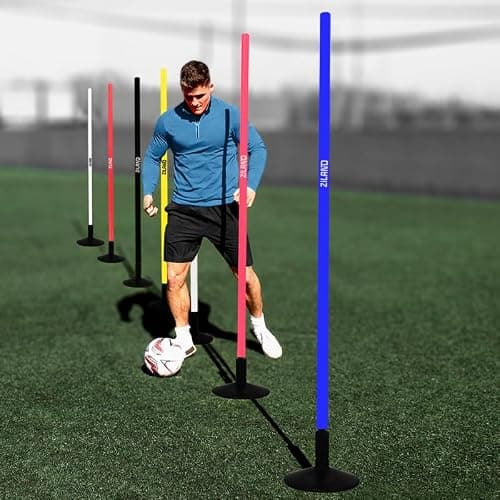 Ziland Slalom Poles [12 Pack] • Yellow/Blue • Football Training Aid • Holdall Included (100cm Yellow/Blue) — view 2