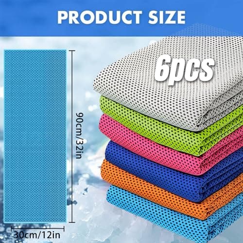 6 Pack Cooling Towels for Neck, Quick Dry Sports Gym Running, 35"x12" — view 2