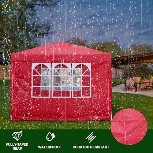2.5x2.5m Pop Up Gazebo with 4 Removable Sidewalls, Portable Outdoor Party Tent with Carry Bag, All Weather Canopy for Camping, Markets, Garden Events (Red) — view 2