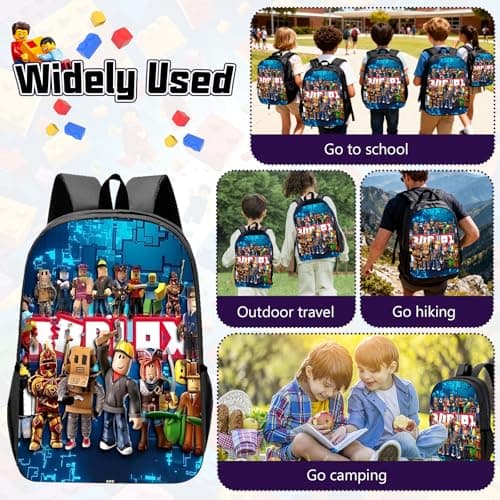 Roblx Backpack School Bag Boys Teen- Anime School Rucksack with Adjustable Shoulder Straps, 3d Printed Book Bags, Children's Schoolbag Waterproof Backpack for 3-12 Years Gamers Gifts Hiking Travel — view 6