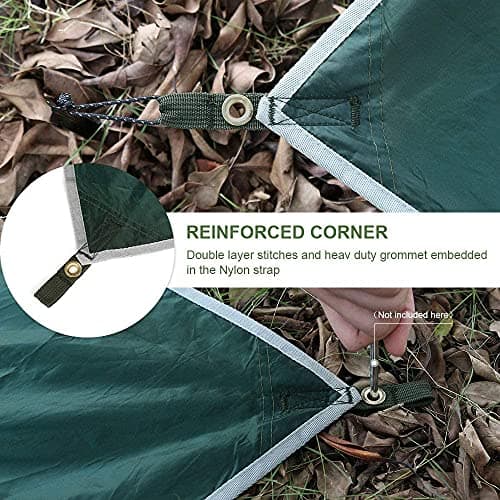 Bessport Tent Tarp, Camping Tent Tarp 3m x 3m/3m x 4m Waterproof PU3000 mm for hammock, tarp with eyelets & 6 aluminium stakes & 8 nylon ropes, anti-UV Suitable for camping, picnic, hammock — view 3