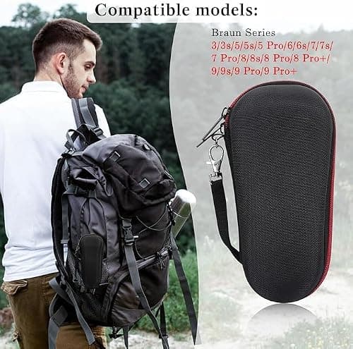 Case for Braun Series 3s/5s/7s/9s, Braun Series 3/5/7/9, Men's Electric Shaver Hard Case Travel Shaver Travel Shaver Travel Hard Case for Brown - Red — view 2