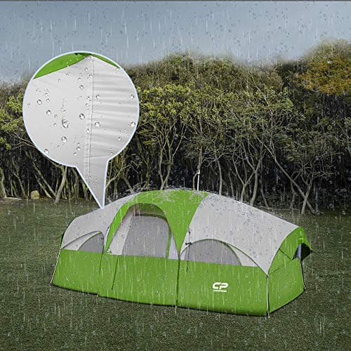 CAMPROS CP Tent-8-Person-Camping-Tents, Gifts for Family Waterproof Windproof Family Tent, 5 Large Mesh Windows, Double Layer, Divided Curtain for Separated Room,8 Person, Camping & Hiking - Green — view 4