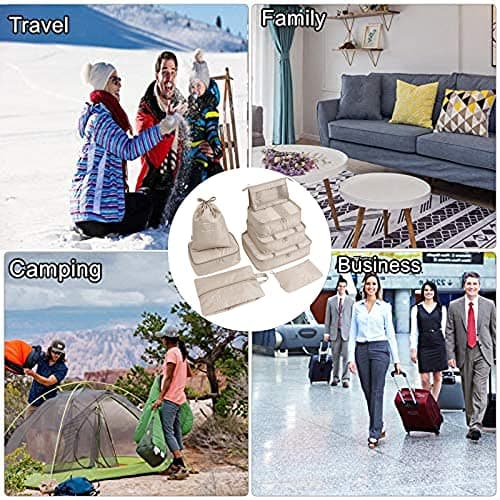 Bansga Packing Cubes for Suitcase 8 Sizes Suitcase Organizer Bags 8 pcs（Beige） — view 6