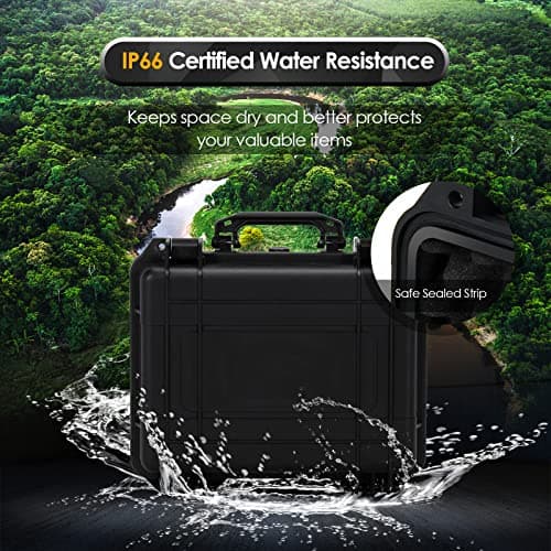 COSTWAY Portable Waterproof Hard Case, Compact Camera Case with Customizable Fit Foam, Dustproof Protective Tool Box for Electronics, Drones, Camera and Lens (Black, 13 Inch, 34x31x16cm) — view 5