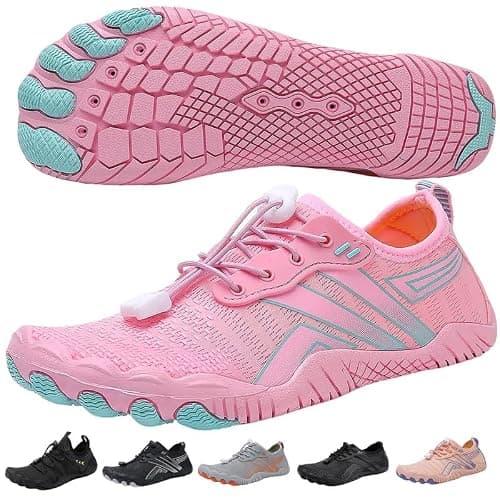 Supmix Mens Womens Water Shoes Beach Shoes Mens Womens Swim Shoes Quick Dry Barefoot Shoes Aqua Shoes Sea Shoes Surf Diving Pool Shoes for Mens Womens Pink, 5 UK