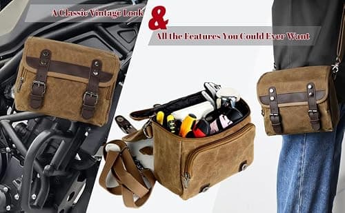 WUMOTIX Retro Motorcycle Rear Bag, Large Capacity, Waterproof, Wear-Resistant Canvas for Motorcycle Tank Bag, Basket, Handlebar Bag, and Bicycle Handlebar Bag — view 3
