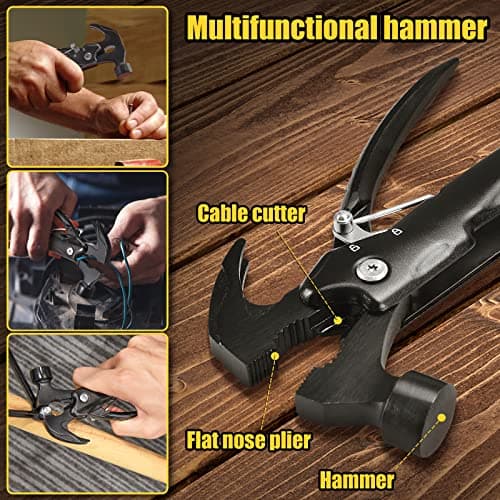 ZOOI Gifts for Men Women, Birthday Gift for Men Dad Presents for Mens Gift s for Him, Gadget Dad Gifts for Men Who Have Everything, 12 in 1 Hammer Multi Tool, Camping Accessories — view 3
