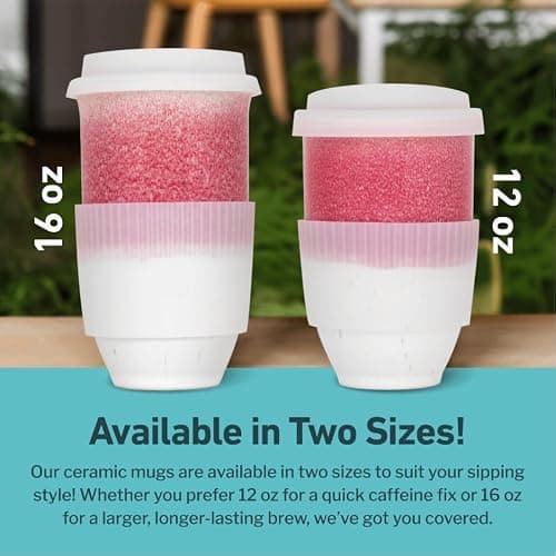 NOVA Ceramics Coffee Travel Mug - Coffee Travel Cup – Microwave & Dishwasher Safe Coffee Pink Tumbler - Gifts for Women Men Him Her – 475ml – Coral Pink — view 5