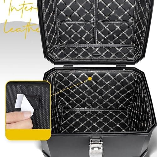 Aptliton Black Motorcycle Top Case, 45L ABS Waterproof and Dust-Proof Square Top Box for Motorbike Luggage Box with Security Lock, Motorcycle Helmet Luggage Storage — view 5