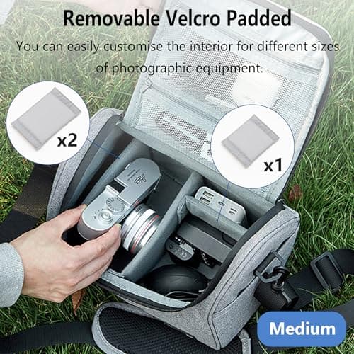 Linpr SLR/DSLR Camera Bag, Waterproof Crossbody Camera Case, Grey,Middle — view 2