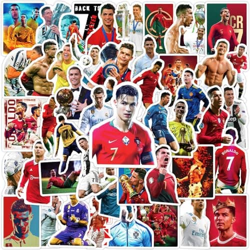 50Pcs Football Star Stickers, Soccer Player(C) Stickers, Vinyl Waterproof Graffiti Decals for Laptop Skateboard Travel Case, Teens and Adults