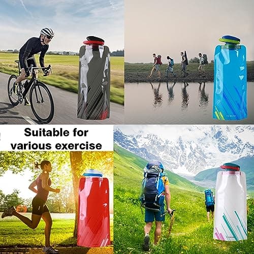YZDZSW Collapsible Water Bottle, 4 PCS Foldable Sports Bottle, 700ml Foldable Water Bottle Reusable BPA Free Collapsible Water Bottle for Outdoor Sports Travel Biking Hiking — view 4