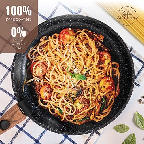 Kitchen Academy Non Stick Cookware Set, 10 PCS with Detachable Handle Black — view 2