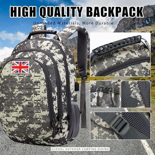 Houart 40L Tactical Military Rucksack Waterproof Backpack with USB Port — view 4