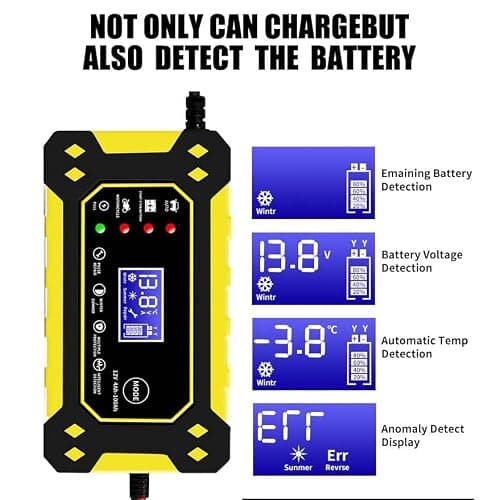 KPIRXO Motorcycle Battery for Kawasaki Vulcan 1700 Nomad 2009-2017, Car Battery Charger Intelligent Maintainer with Digital LCD Display, Pulse Repair Function — view 4