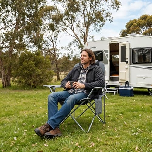 ZENO Camping Chair 2PCS | Folding Camping Chairs for Adults with Padded Backrest, Cup Holder and Side Storage Pocket | Heavy Duty Portable Chair with Strong Steel Frame for Camping, Festivals, Outdoor — view 2