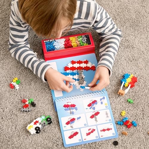 Plus Plus Travel Toys - Building Blocks Puzzle Play, Ideal Train, Car, or Plane Activities for Kids, 12 Pages with 125 Pieces in Attached Storage, Girls and Boys Toys Age 5 Plus - Transportation — view 5
