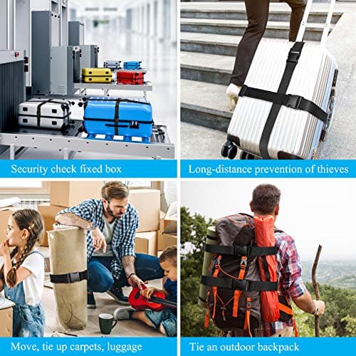 Luggage Straps for Suitcase Travel Accessories TSA Approved, 80In Long Belts to Keep Your Suitcase Secure, Adjustable Bag Straps with Quick-Release Buckle for Travel Bag Closure, 2Pcs Black, 80 In Fix — view 6