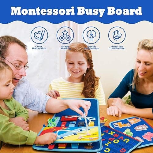 Tweens Montessori Busy Board for Toddlers – 8 Pages Preschool Busy Book, Felt Sensory Activity Board for Fine Motor Skills, Educational Travel Toy for Kids, Baby, Boys & Girls, Autism Learning Toy — view 3