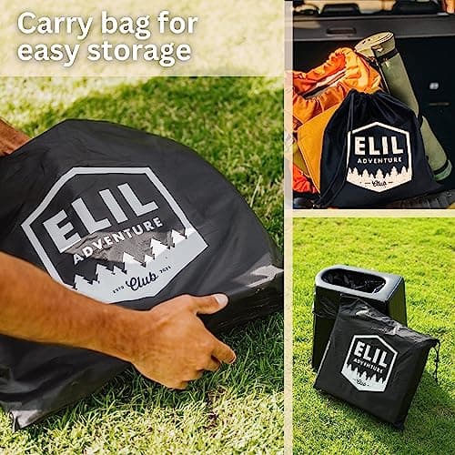 Portable Toilet for Adults Camping Porta Potty, Extra Tall Bathroom Emergency Seat for Car, Poo Powder with Trash Bag with Foldable Toilet with Lid,Carry Bag — view 6