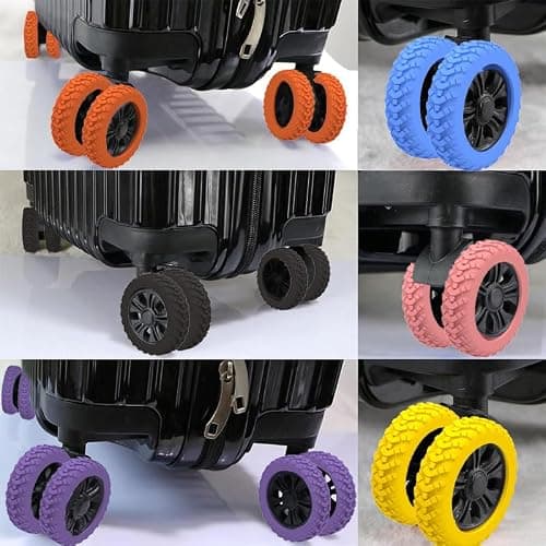EHOTER Luggage Compartment Wheel Protection Cover, 8Pcs Luggage Wheels Silent Protection Cover, Wave Yellow — view 6