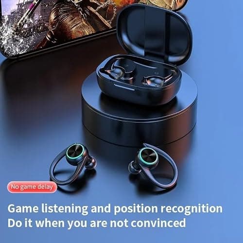Noise Cancelling Headphones Wireless LED Display Black (White) — view 5