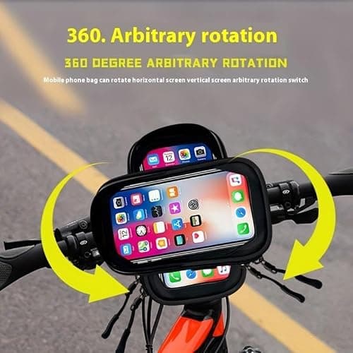 ORCO 360° Rotatable Waterproof Bike Phone Holder – Universal Bicycle Handlebar Bag with Sun Visor & Sensitive TPU Touch Screen – Large Capacity Cycle Frame Pouch for iPhone 15/14/13, Galaxy, up to 6.5 — view 2