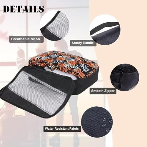 Packing Cubes for Suitcases,SWEDOU 4pcs Large Packing Cubes Luggage Carry-On Suitcase Oragniser Bags for Travel Waterproof Storage Bag for Clothes (4color) — view 6