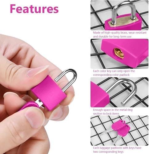 Flintronic 4Pack Suitcase Lock with Key, Small Padlock Luggage Lock Travel Lock Backpack Lock, Color Metal Padlock with Key, Small Padlock for Travel Backpack Play Fitness — view 4