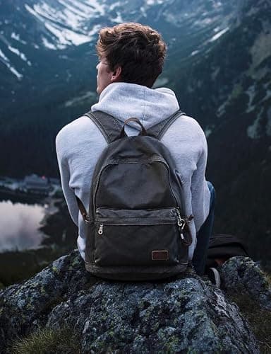 Muzee Canvas School Backpack with 15.6 inch Laptop for Men Women, Lightweight Anti-Theft Travel Daypack College Student Backpack Mit USB Charging Port — view 6